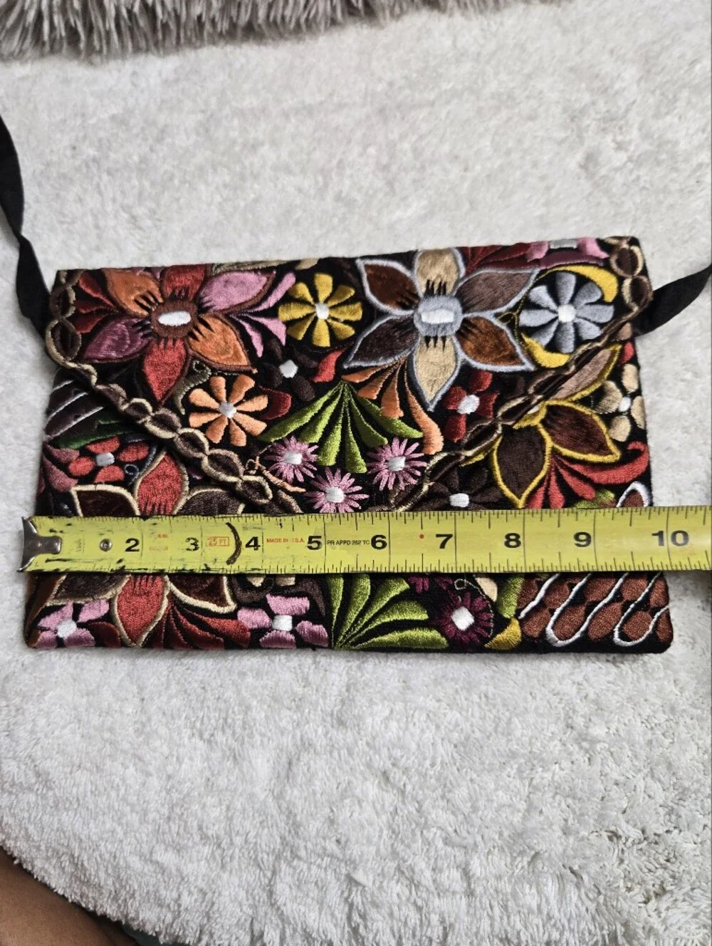 Handmade Embroidered Clutch Crossbody Bag Floral Design
